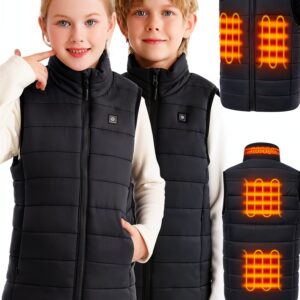 R-TAX Kids Heated Vest 5 Zone Heating Windproof Black-0
