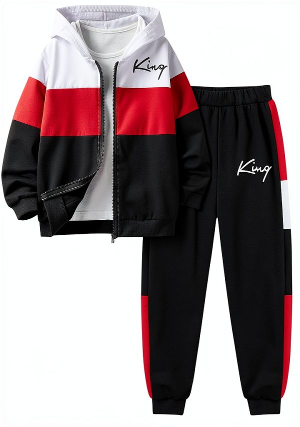 Boys Clothes 2 Piece Color Block Hoodie Pant Set Size 6-12