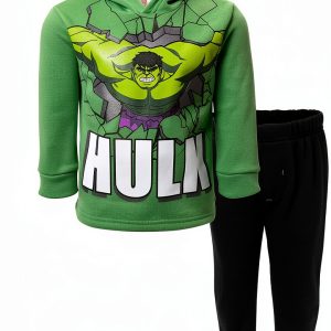 Marvel Avengers Hoodie Pants Set Boys Hulk Green Black