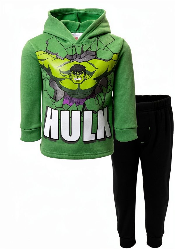 Marvel Avengers Hoodie Pants Set Boys Hulk Green Black