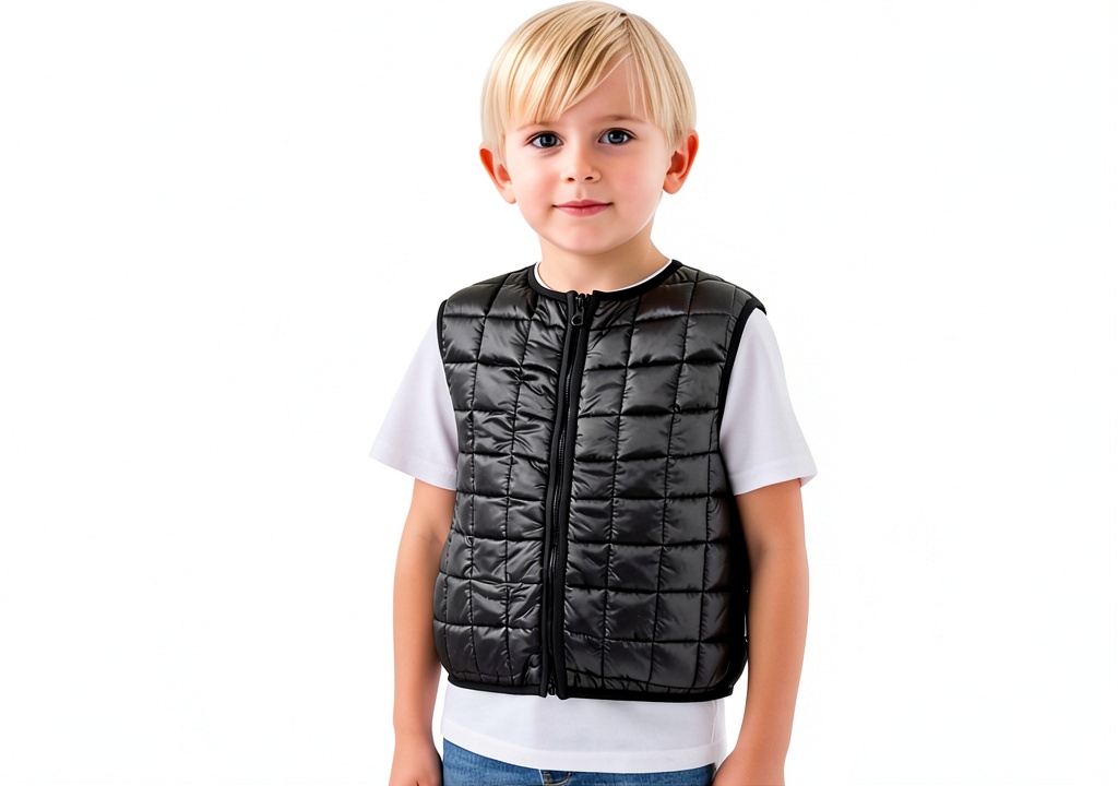 Boy wearing the sensory vest while concentrating on a puzzle at a table